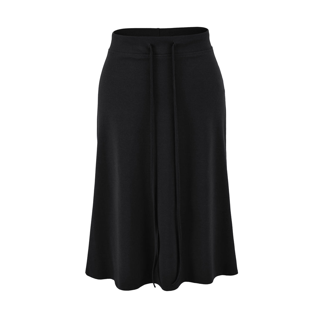 Damen Jersey-Midirock mit hohem Bund, Tunnelzug und A-Linien-Schnitt Nord Taschen