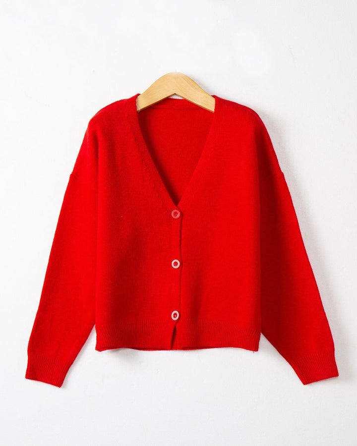 Damen Strickjacke mit V-Ausschnitt und Knopfdetails