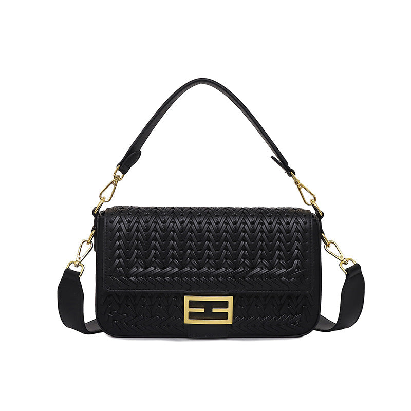 Damen Umhängetasche mit geflochtenem Design und goldenen Akzenten Nord Taschen