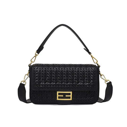 Damen Umhängetasche mit geflochtenem Design und goldenen Akzenten Nord Taschen