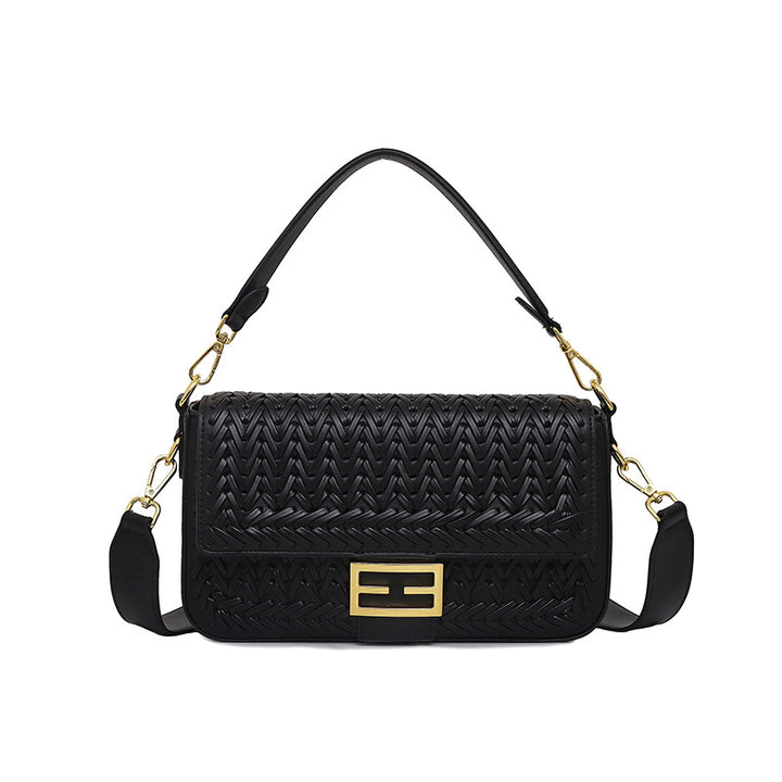 Damen Umhängetasche mit geflochtenem Design und goldenen Akzenten Nord Taschen