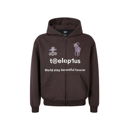 Unisex Kapuzen‑Zipjacke mit gestickten Wappen und Frontprint Nord Taschen