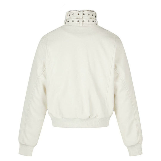 Damen taillierte Kurzjacke mit hohem Nackenriegel, Kunstfellbesatz und Rippbündchen Nord Taschen