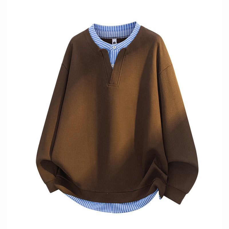 Herren Oversize-Struktur-Sweatshirt mit Hemd-Layer-Effekt Nord Taschen
