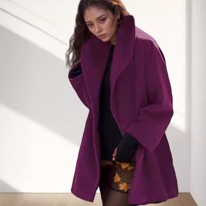 Damen Kapuzen-Teddycoat im Oversize‑A‑Linienschnitt mit überschnittenen Schultern Nord Taschen