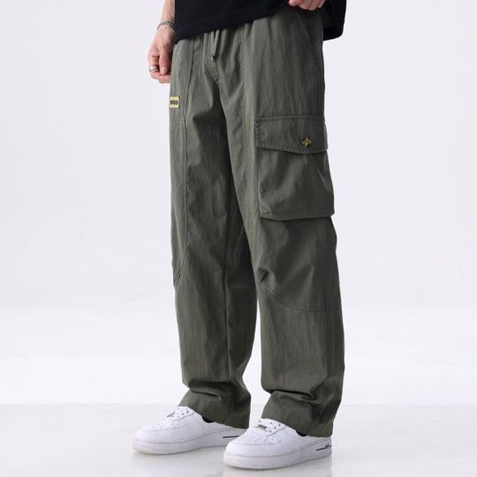 Herren Weite Utility-Cargohose aus Baumwollmix mit Kordelzugbund und aufgesetzten Klappentaschen Nord Taschen
