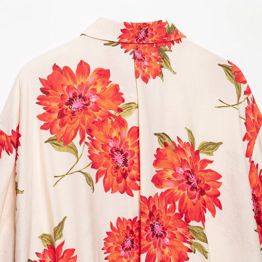 Damen Oversize-Hemdbluse mit großflächigem Blumenprint, Reverskragen und durchgehender Knopfleiste Nord Taschen