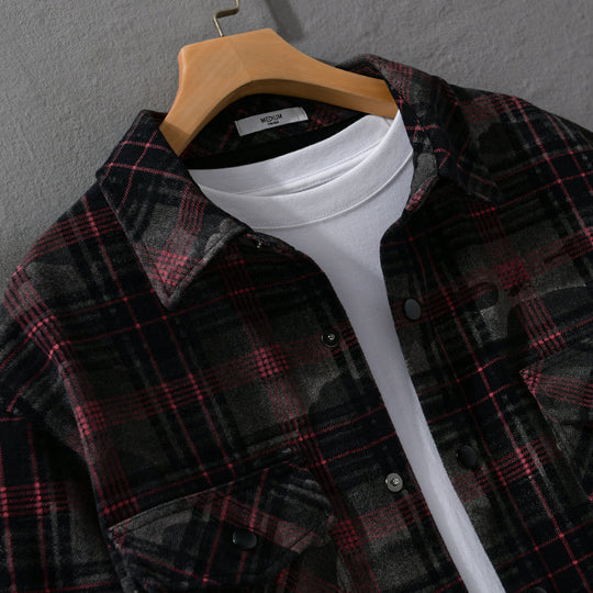 Herren Kariertes Overshirt aus flauschigem Flanell mit Brusttaschen Nord Taschen