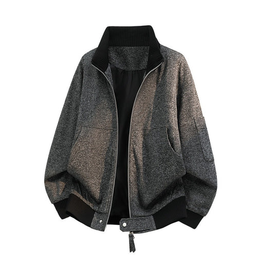 Herren Oversize Melange-Field-Bomberjacke aus Wollmix mit hohem Rippenkragen & Utility-Ärmeltasche Nord Taschen