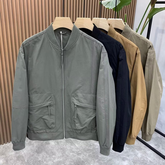 Herren Leichte Utility-Bomberjacke mit Reißverschluss, Multifunktions-Taschen und Rippbündchen Nord Taschen