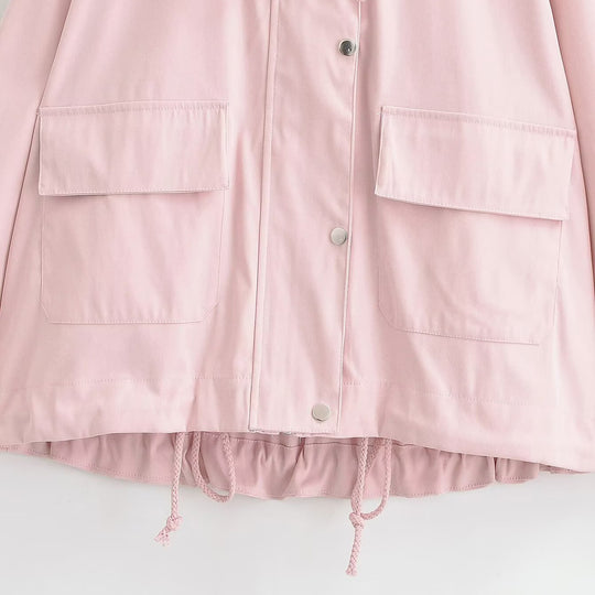 Damen Kurze wasserabweisende Kapuzenjacke mit Tunnelzug, Druckknopfleiste und Pattentaschen Nord Taschen