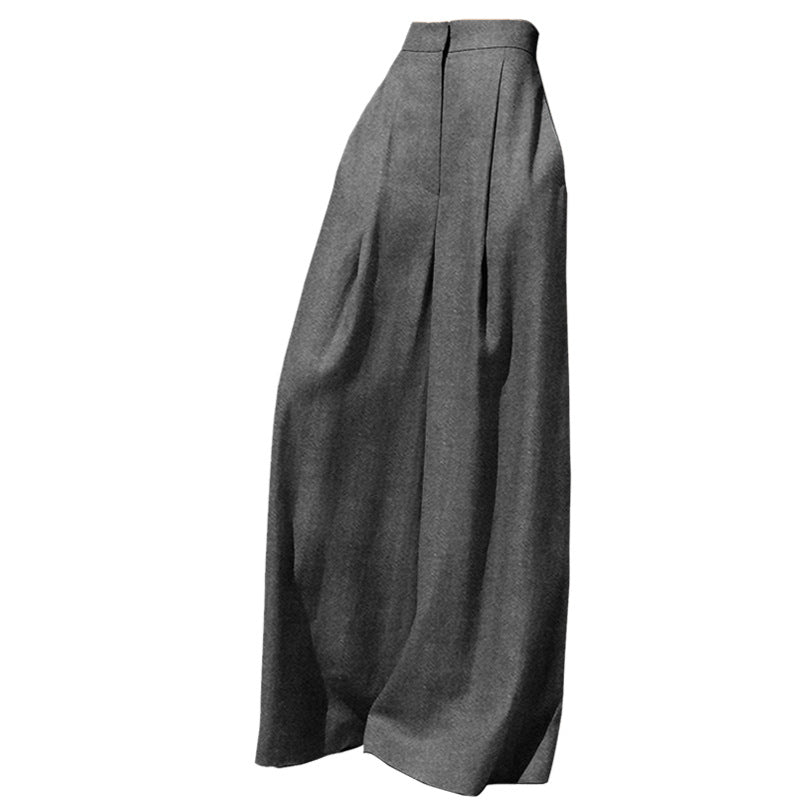 Damen Weite hochtaillierte Palazzohose mit Bundfalten und fließender Maxilänge Nord Taschen