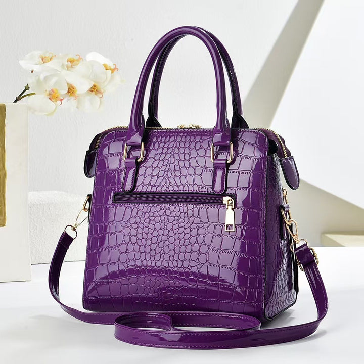 Damen hochwertige Handtasche mit edler Krokodilprägung und praktischer Clutch Nord Taschen