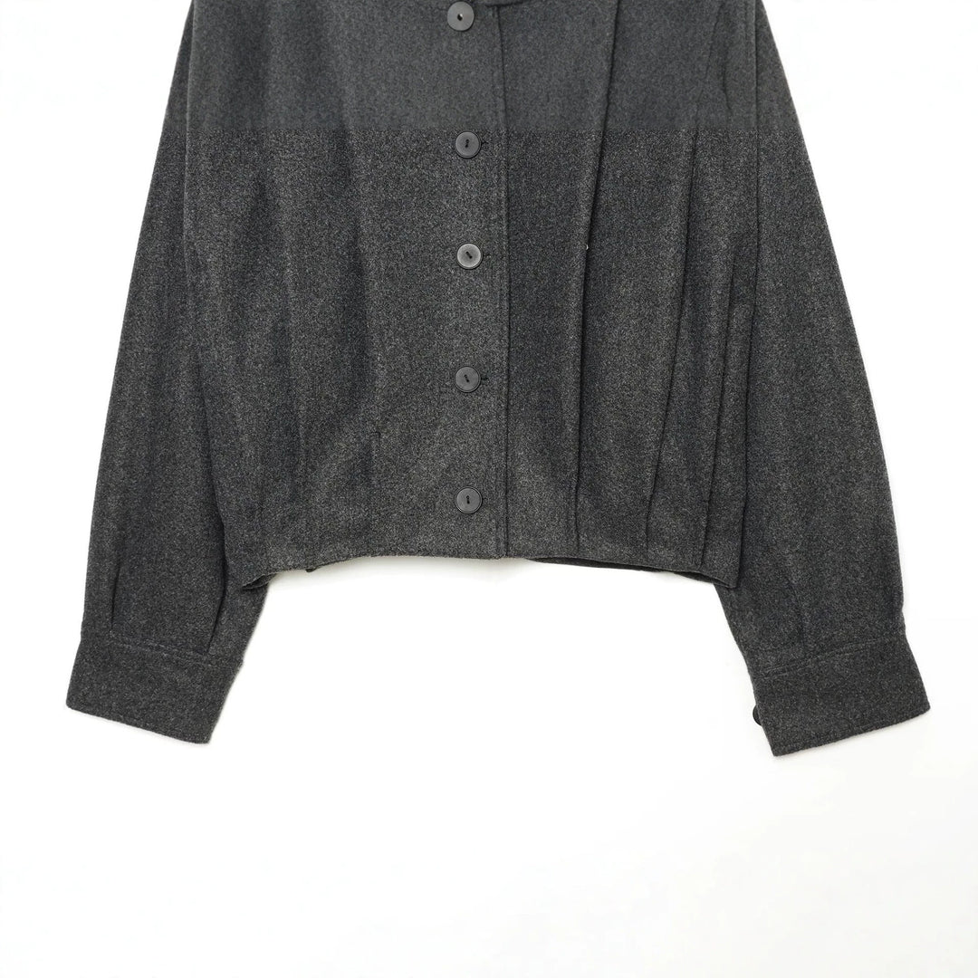 Damen Cropped Cape-Jacke mit hohem Stehkragen, Schulterriegeln und durchgehender Knopfleiste Nord Taschen