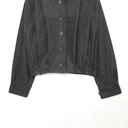 Damen Cropped Cape-Jacke mit hohem Stehkragen, Schulterriegeln und durchgehender Knopfleiste Nord Taschen