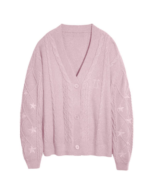 Damen Strickcardigan mit Zopfstrick, Stern‑Stickerei und Glanzfäden Nord Taschen