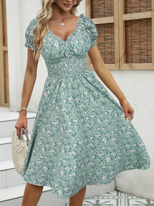 Damen Sommerliches Maxikleid mit Rüschendetails und elastischem Taillenbereich