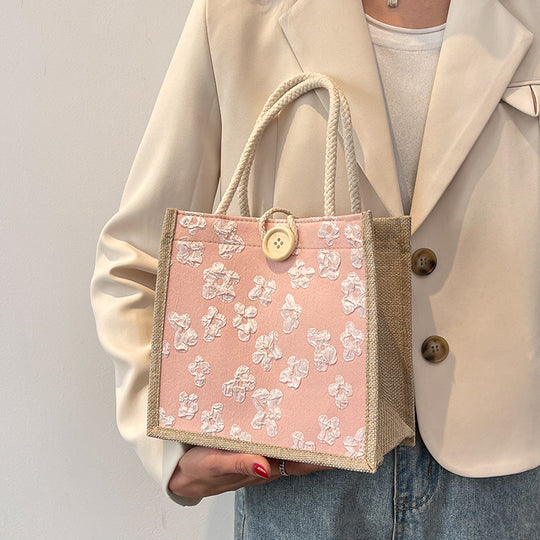 Damen Einkaufstasche mit floralem Muster und praktischem Knopfverschluss Nord Taschen