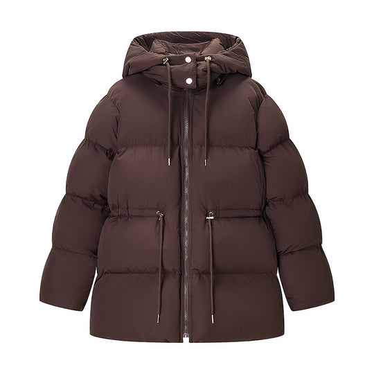 Damen Langer wattierter Parka mit Kapuze, Taillenzug und Oversize-Silhouette Nord Taschen
