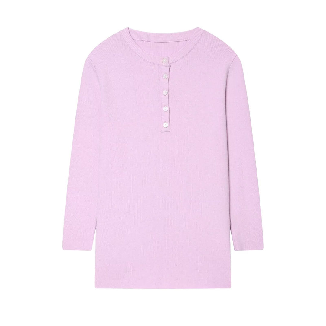 Damen Gestreiftes Rippstrick-Henleyshirt mit Knopfleiste und schmaler Passform Nord Taschen