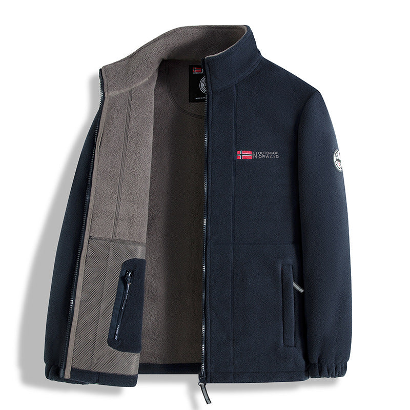 Herren Fleecejacke mit Microfleece-Innenfutter, Stehkragen und Zwei-Wege-Reißverschluss Nord Taschen
