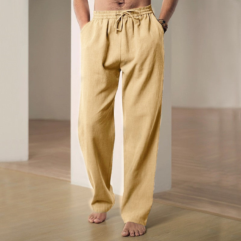 Herren komfortable Leinen-Loungehose mit extra weitem Bein, verstellbarem Kordelbund und atmungsaktiver Sommerqualität Nord Taschen