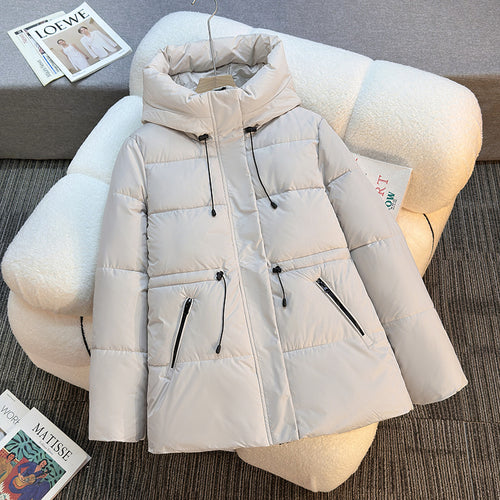 Damen nan taillierte wattierte Steppjacke mit hohem Stehkragen, verstellbarem Kordelzug und verdeckten Reißverschlusstaschen Nord Taschen