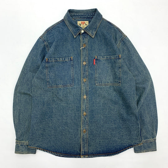 Herren Relaxed Denim-Hemdjacke mit aufgesetzten Brusttaschen und gerundetem Saum Nord Taschen