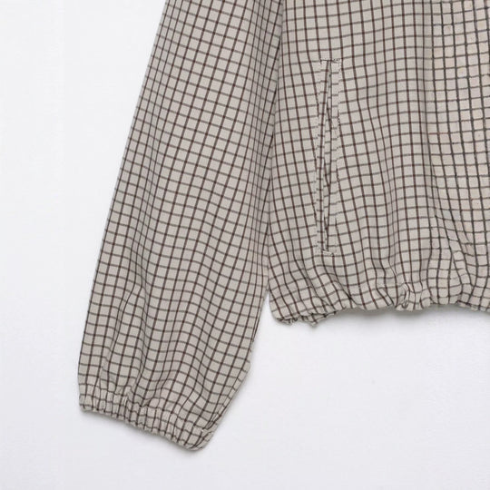 Damen Kariertes Cropped-Blouson mit Kapuze, Tunnelzug und Reißverschluss Nord Taschen