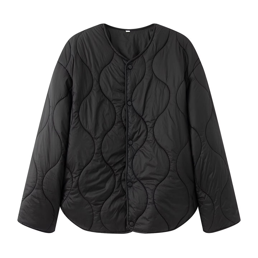 Damen Steppjacke mit Oversize‑Schnitt, Rundhals und geschwungenem Saum Nord Taschen