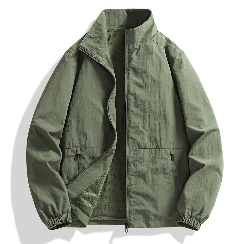 Herren Leichte atmungsaktive Windjacke mit Stehkragen und perforiertem Futter Nord Taschen