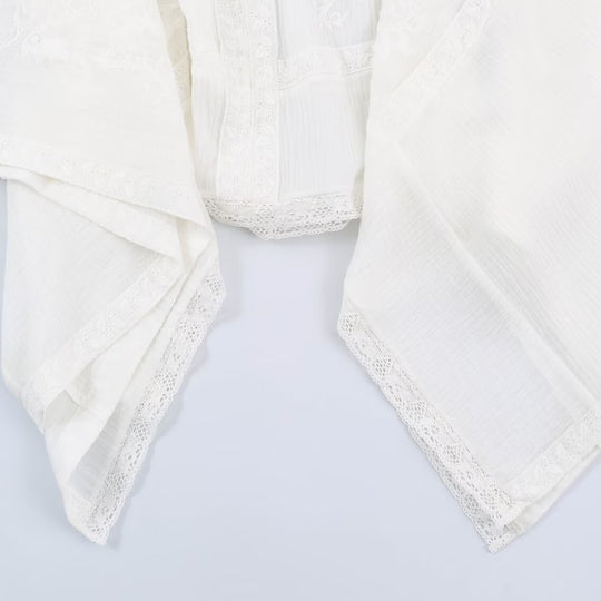 Damen Besticktes Kaftan-Top mit V-Ausschnitt und weiten Fledermausärmeln Nord Taschen