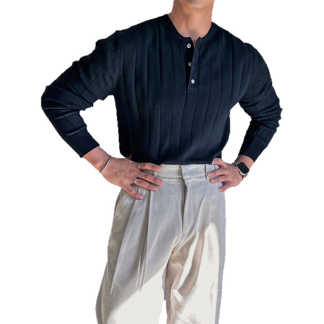 Herren Modischer Strickpullover mit Knopfleiste Nord Taschen