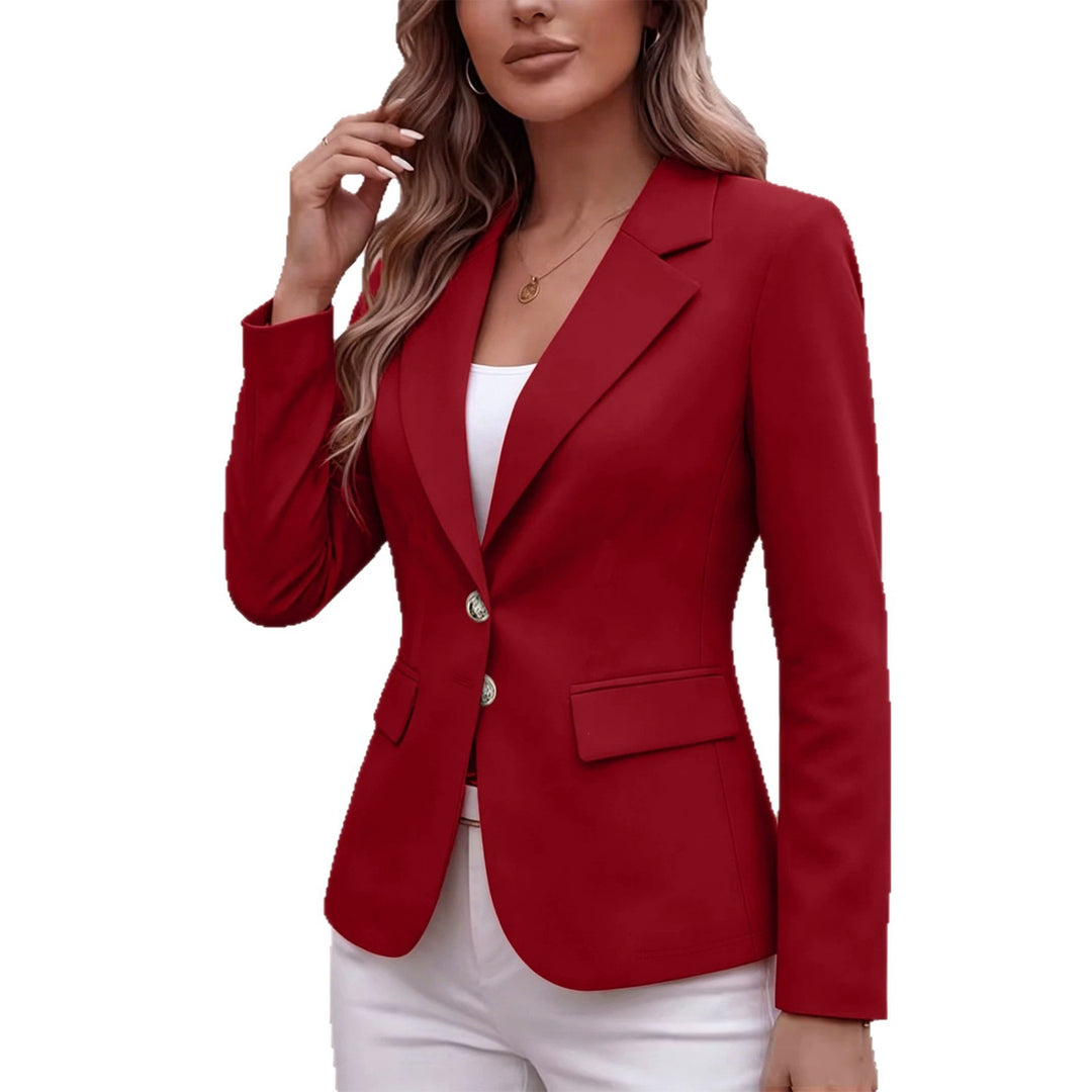 Damen Taillierter Einreihiger Blazer mit Reverskragen und Pattentaschen Nord Taschen
