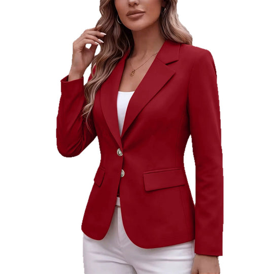 Damen Taillierter Einreihiger Blazer mit Reverskragen und Pattentaschen Nord Taschen