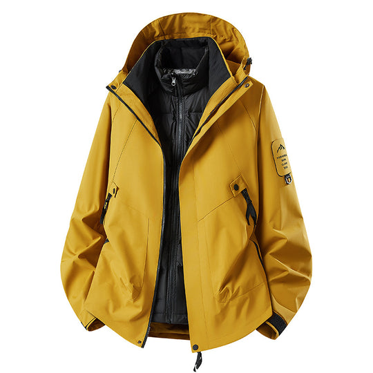 Herren Zwei-in-eins Wetterschutzjacke mit abnehmbarer Steppweste und verstellbarer Kapuze Nord Taschen