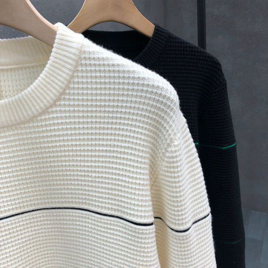 Unisex Strukturierter Waffelstrick-Pullover mit feinen Kontraststreifen Nord Taschen