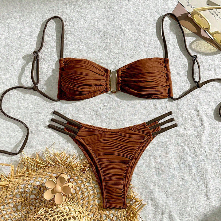 Damen Bikini-Set mit raffiniertem Falten-Design und modischen Akzenten Nord Taschen