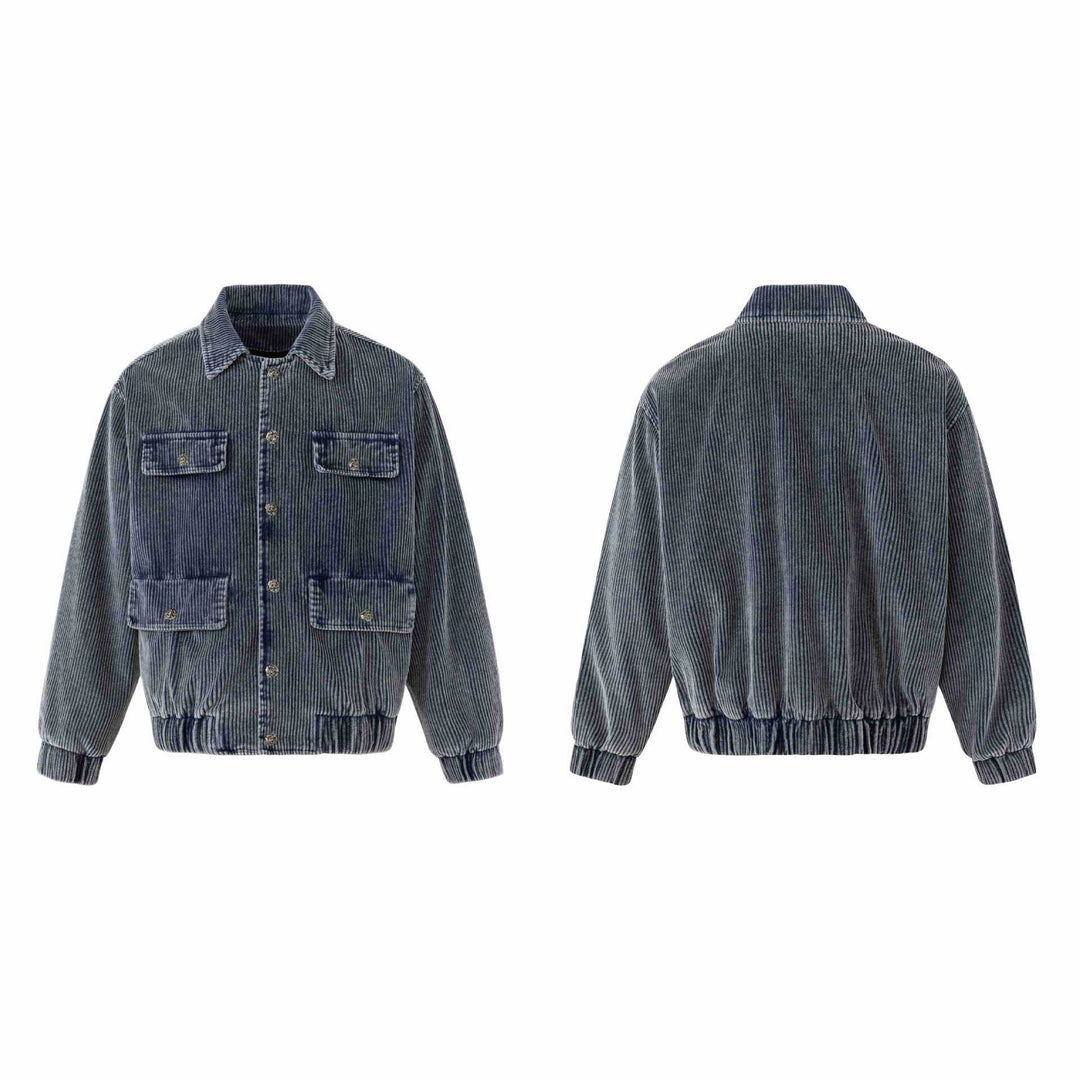 Unisex Kurz geschnittene Cord-Workwear-Jacke im Boxy‑Cut mit vier Pattentaschen und Metallknöpfen Nord Taschen