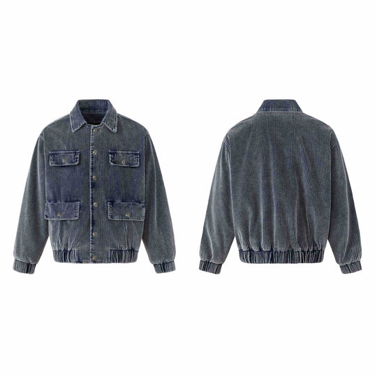 Unisex Kurz geschnittene Cord-Workwear-Jacke im Boxy‑Cut mit vier Pattentaschen und Metallknöpfen Nord Taschen