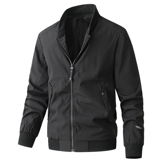 Herren Minimalistische Bomberjacke aus technischem Nylon mit Stehkragen und Rippbündchen Nord Taschen