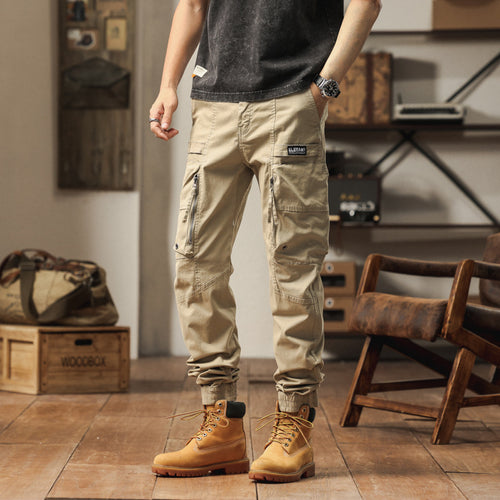 Herren Strapazierfähige Canvas-Cargohose im taktischen Look mit Kniepaneelen, Mehrfachtaschen und elastischem Knöchelabschluss Nord Taschen