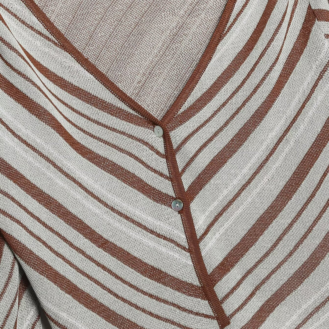 Damen Kurzgeschnittener Cardigan mit extra-langen Ärmeln und Diagonalmuster Nord Taschen