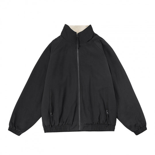 Herren Oversize-Zip-Jacke mit Stehkragen, Teddy-Fleece-Futter und elastischem Saum Nord Taschen