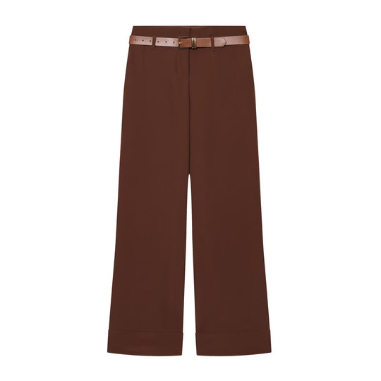 Damen Hochtaillierte Wide‑Leg‑Hose mit Bügelfalte, Gürtelschlaufen und verdeckter Knopfleiste Nord Taschen