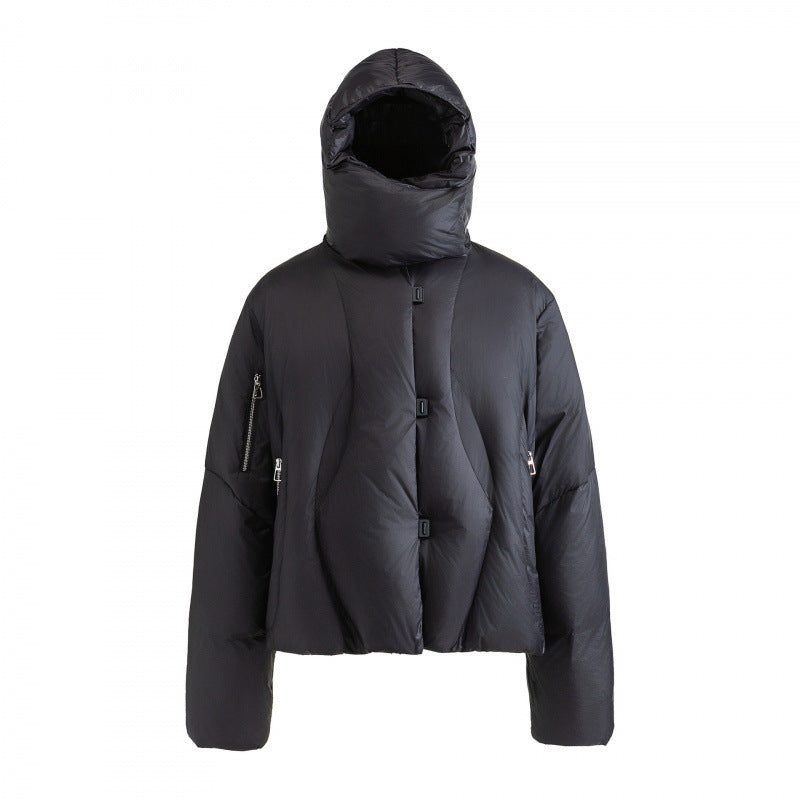 Unisex Kurz geschnittene Steppjacke mit hohem Kragen, Kapuze und Reißverschlüssen Nord Taschen