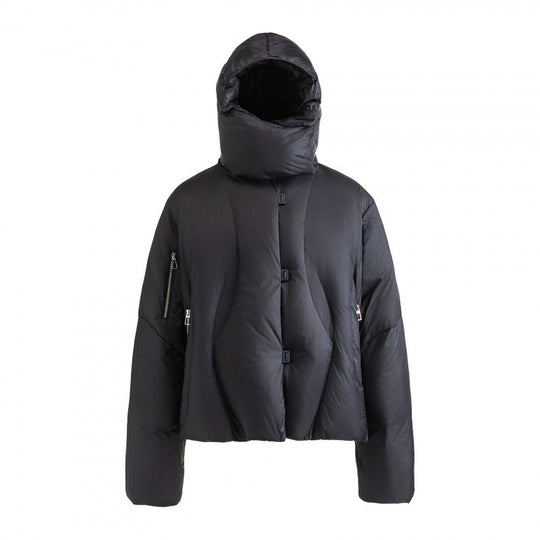 Unisex Kurz geschnittene Steppjacke mit hohem Kragen, Kapuze und Reißverschlüssen Nord Taschen