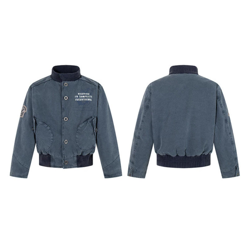Herren kurz geschnittene Utility-Bomberjacke mit Rippsaum, Stehkragen und Druckknopfverschluss Nord Taschen