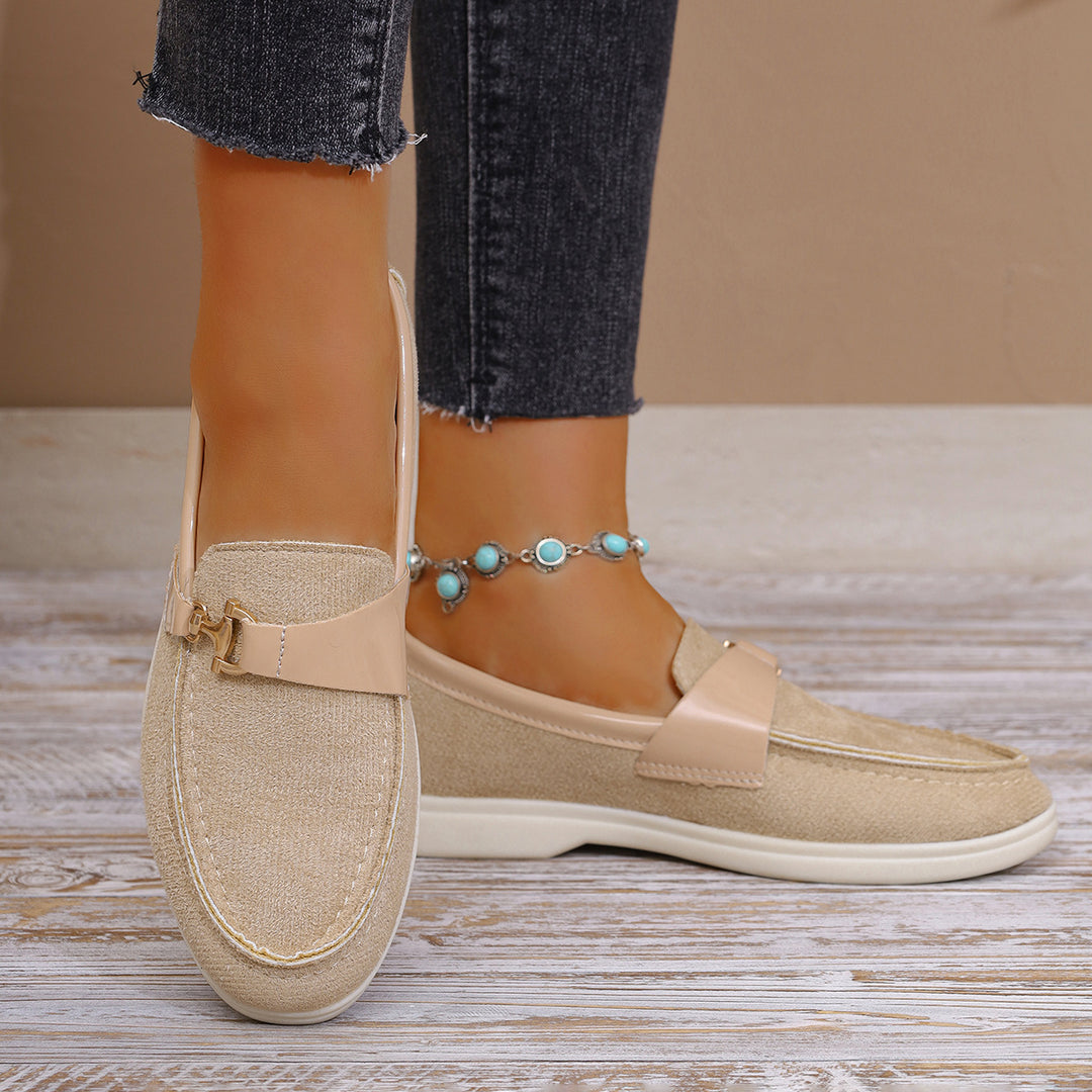 Damen nan elegante Veloursleder-Slipper mit dekorativer Metall-Hardware und flexibler Leichtlaufsohle Nord Taschen