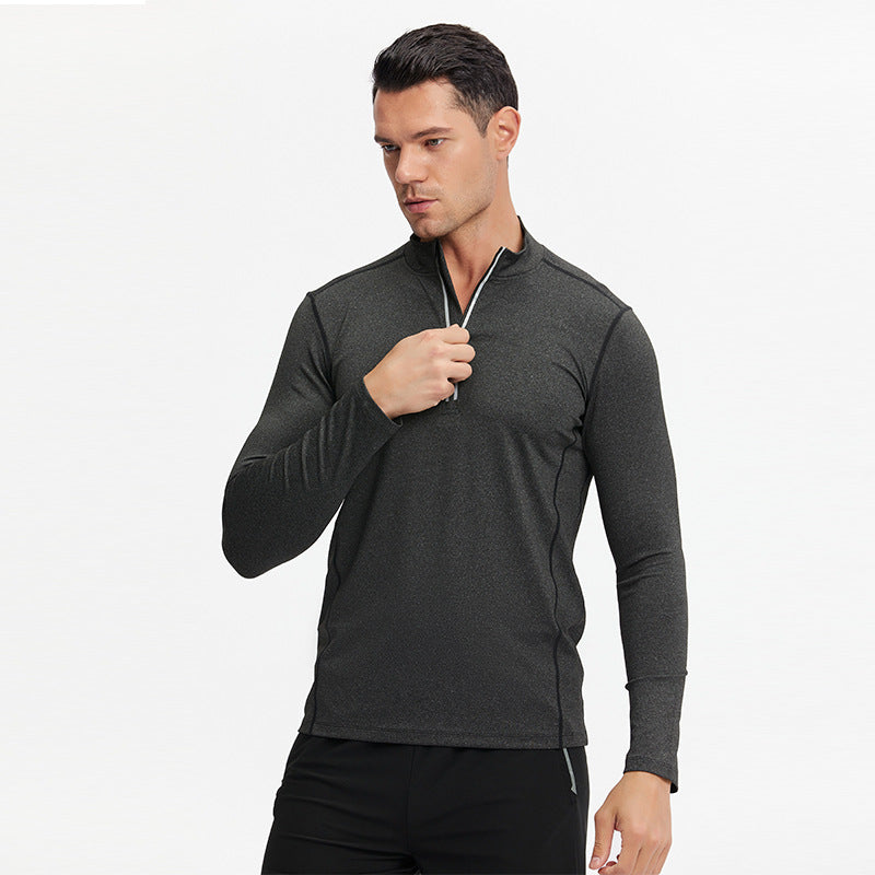 Herren Langarm-Trainingsshirt mit Halb-Reißverschluss und atmungsaktivem Funktionsmaterial Nord Taschen